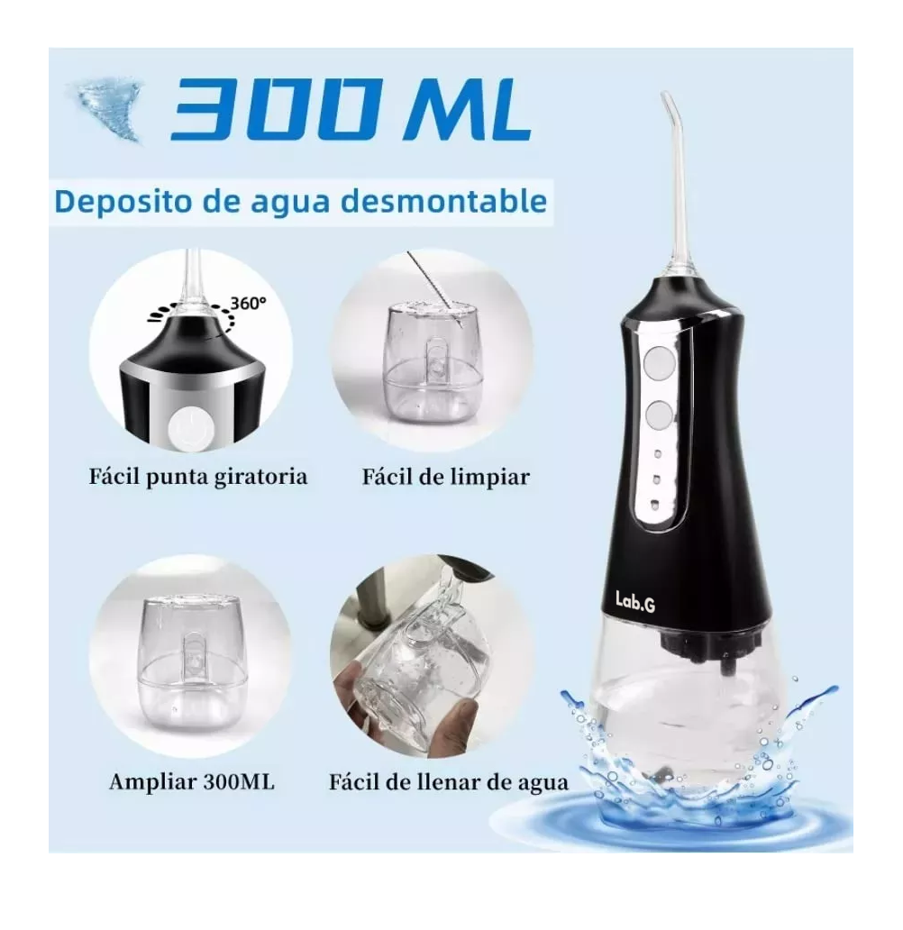 Foto 5 pulgar | Irrigador Bucal Limpiador De Dientes Eléctrico Con 5 Boquillas Negro