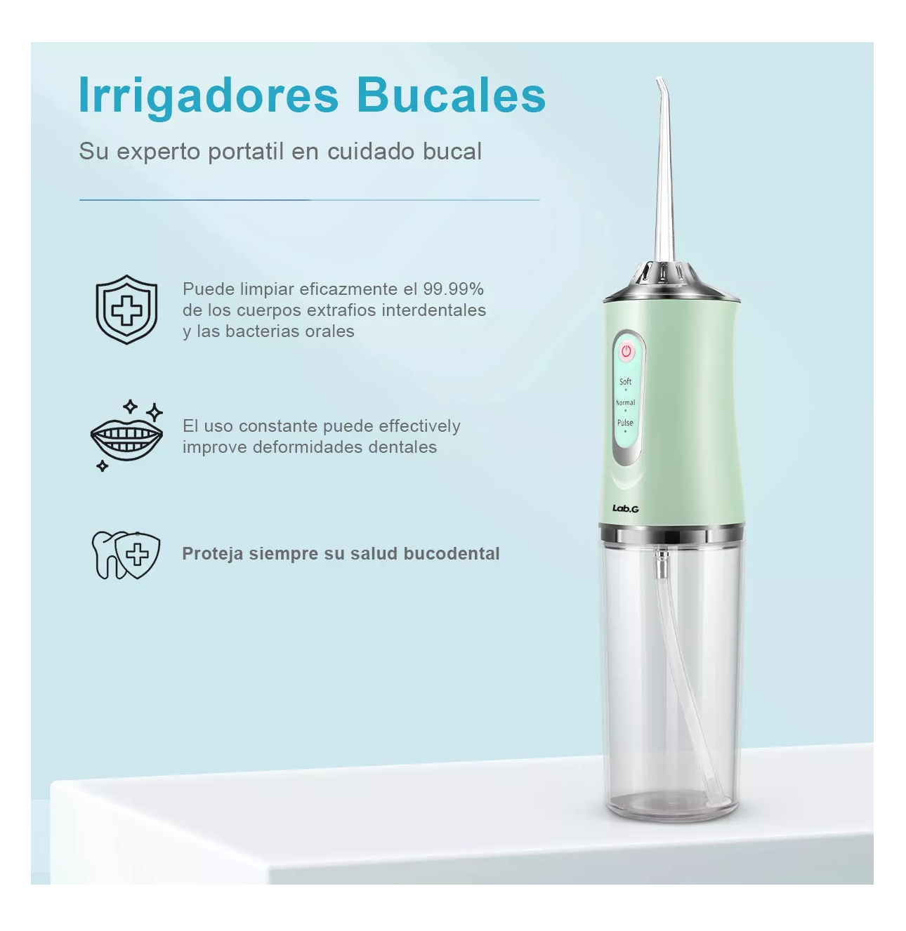 Foto 3 pulgar | Irrigador Bucal Limpiador Para Dientes Eléctrico Con 8 Boquillas Verde