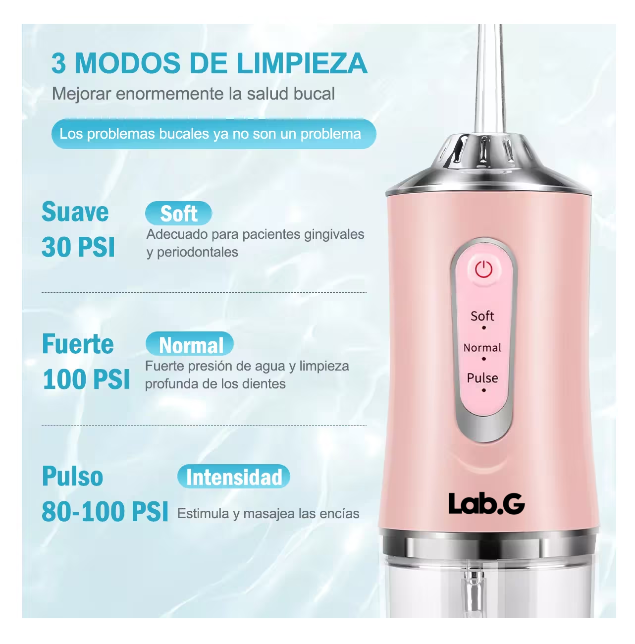 Foto 5 pulgar | Irrigador Bucal Lab.g Limpiador De Dientes Eléctrico Con 8 Boquillas Rosa