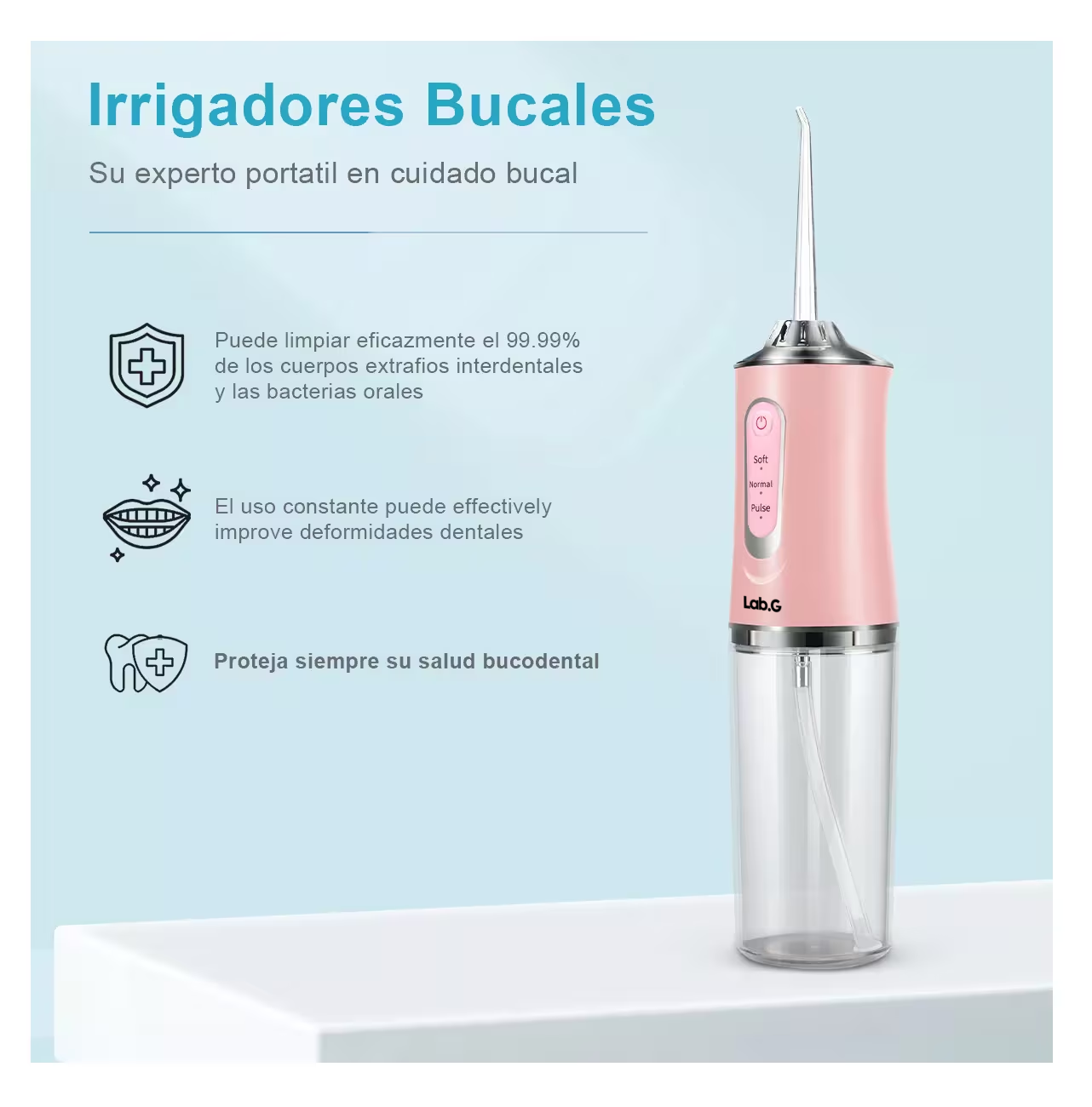 Foto 6 pulgar | Irrigador Bucal Lab.g Limpiador De Dientes Eléctrico Con 8 Boquillas Rosa