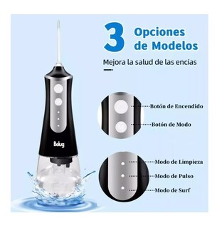 Foto 3 | Irrigador Bucal Limpiador De Dientes Eléctrico Con 5 Boquillas, Belug Negro