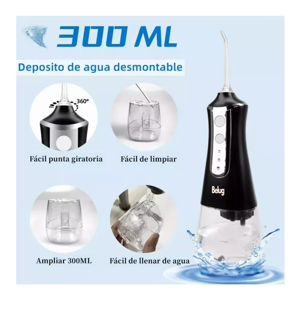 Foto 5 pulgar | Irrigador Bucal Limpiador De Dientes Eléctrico Con 5 Boquillas, Belug  Negro