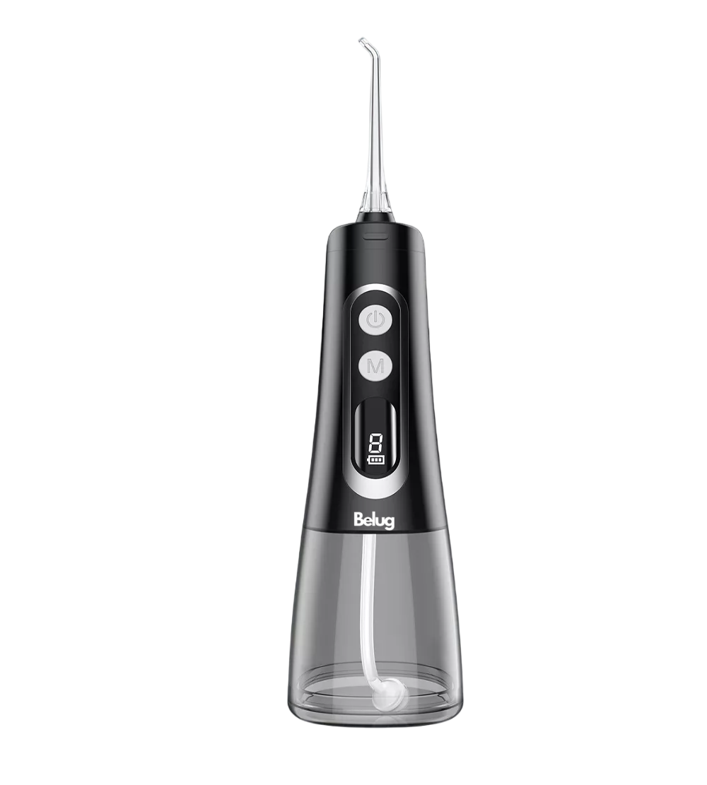 Irrigador Bucal Limpiador Dientes Eléctrico Con 4 Boquillas Belug  Gris/negro