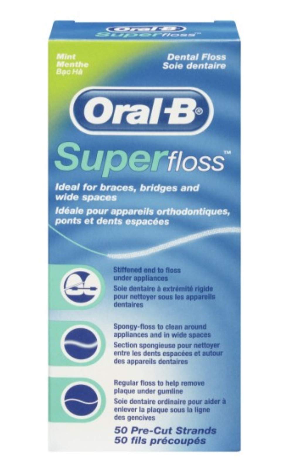 Foto 1 | Hilo Dental Oral-b Super Floss Mint Para Aparatos Ortopédicos Y Puentes - Venta Internacional.