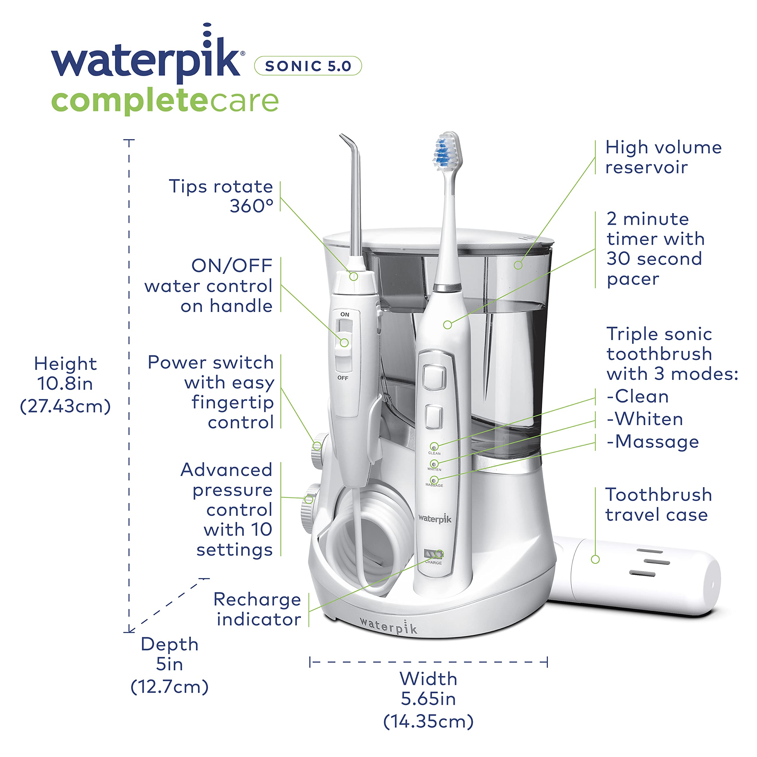 Foto 2 | Cepillo De Dientes Eléctrico Water Flosser + Sonic Waterpik Wp-861 - Venta Internacional.