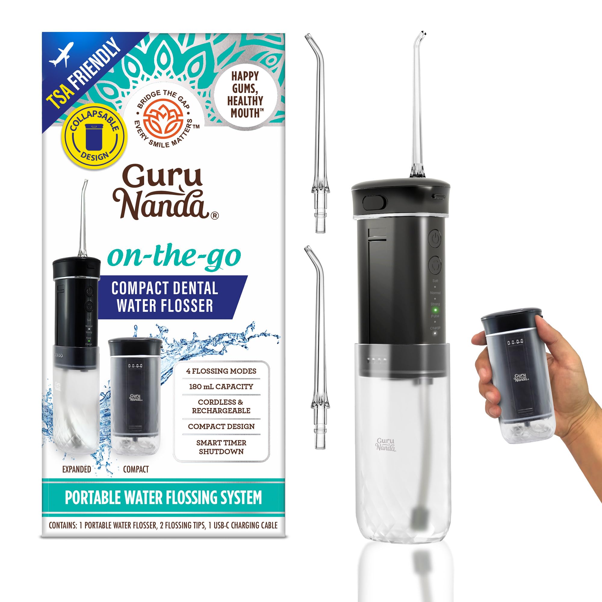 Hilo Dental Con Agua Gurunanda  Tanque Compacto Y Portátil De 180 Ml - Venta Internacional.