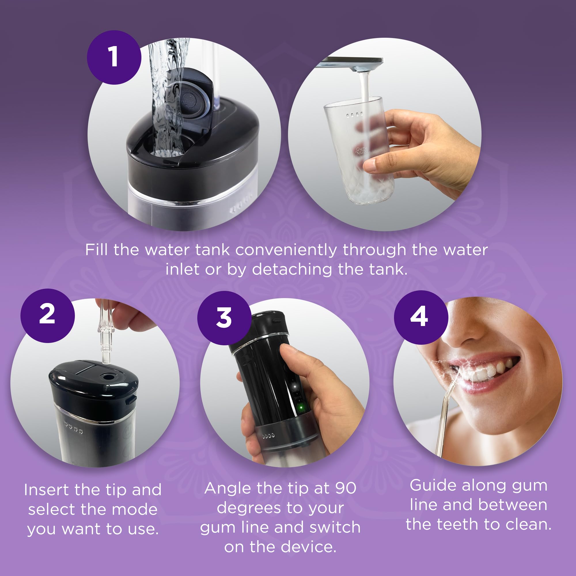 Foto 7 pulgar | Hilo Dental Con Agua Gurunanda  Tanque Compacto Y Portátil De 180 Ml - Venta Internacional.