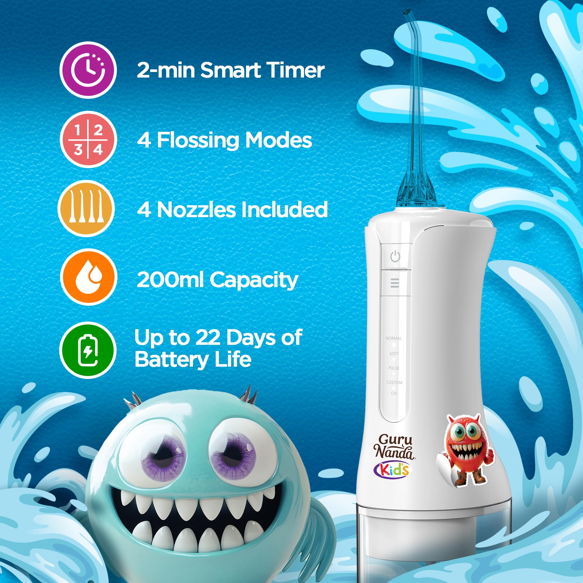 Foto 3 pulgar | Hilo Dental Con Agua Gurunanda Kids  4 Modos De Uso De Hilo Dental  200 Ml - Venta Internacional.