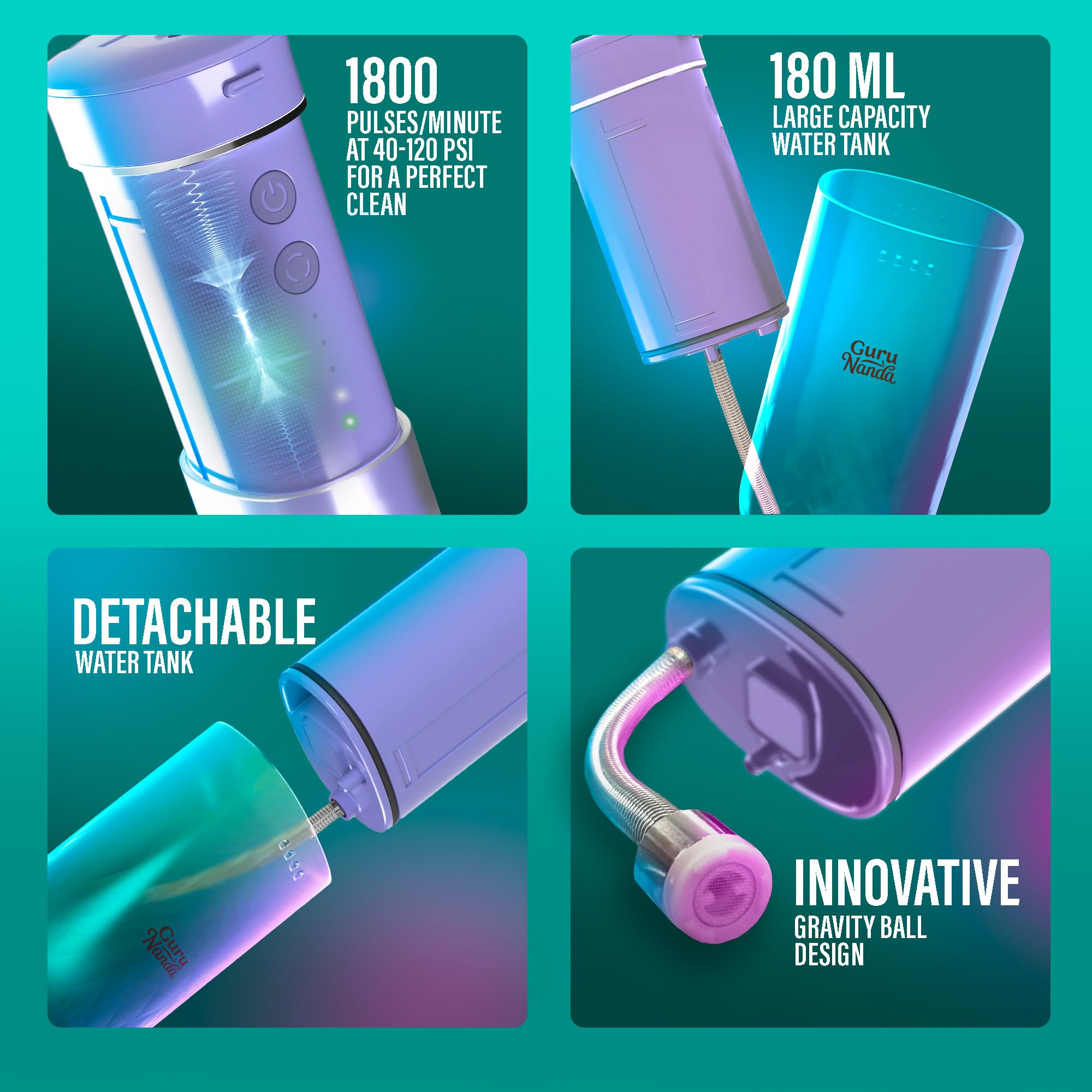 Foto 4 pulgar | Hilo Dental Con Agua Gurunanda  Tanque Compacto Y Portátil De 180 Ml - Venta Internacional.