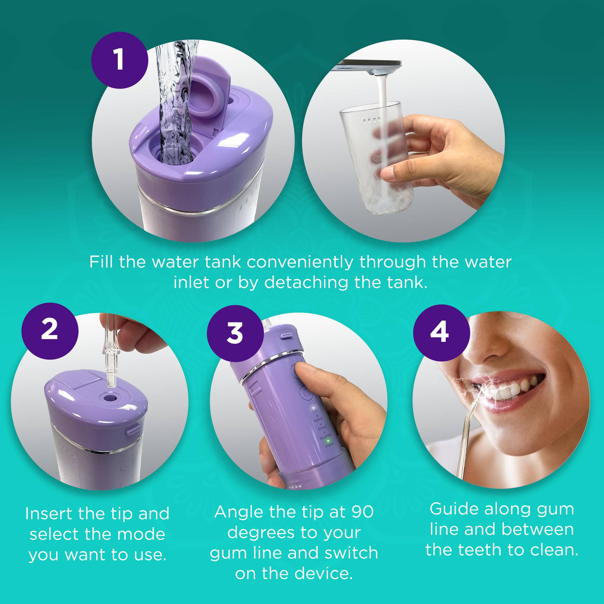 Foto 6 | Hilo Dental Con Agua Gurunanda  Tanque Compacto Y Portátil De 180 Ml - Venta Internacional.