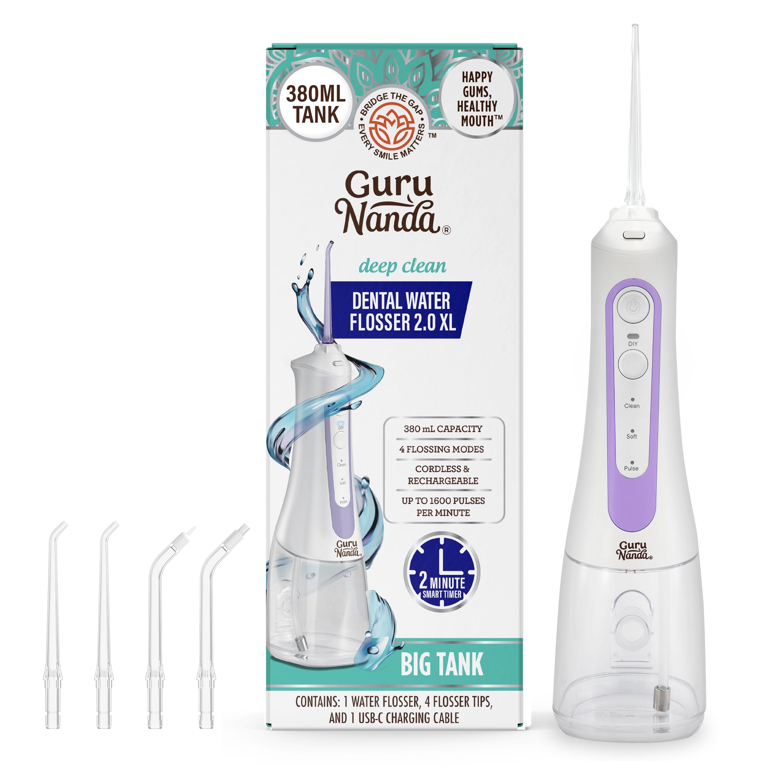 Foto 2 pulgar | Hilo Dental Con Agua Gurunanda 2.0 Xl  Tanque De 380 Ml  4 Modos - Venta Internacional.