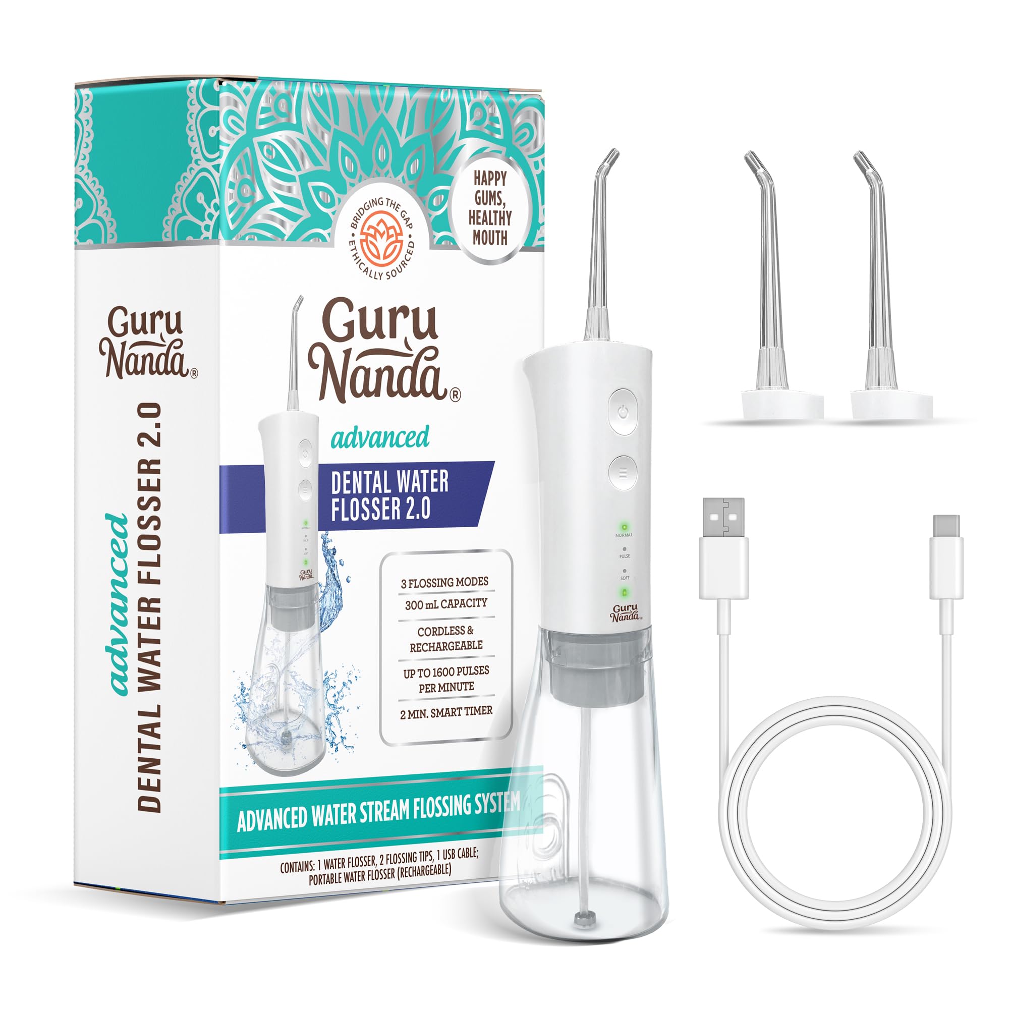 Hilo Dental Gurunanda Advanced 2.0  300 Ml  3 Modos - Venta Internacional.