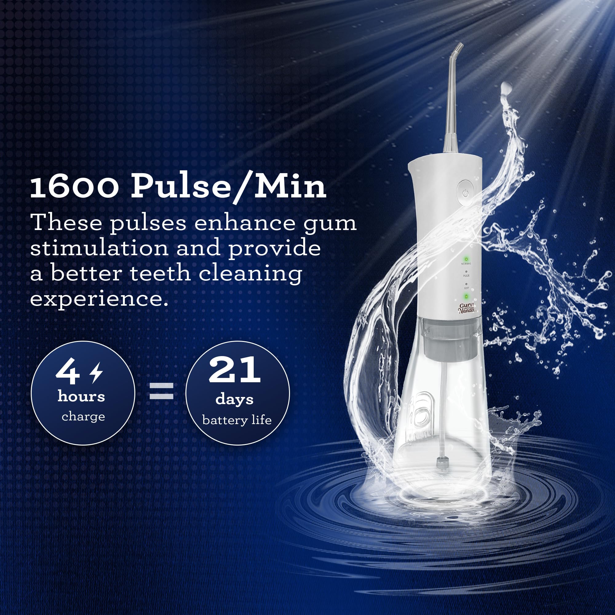 Foto 6 pulgar | Hilo Dental Gurunanda Advanced 2.0  300 Ml  3 Modos - Venta Internacional.