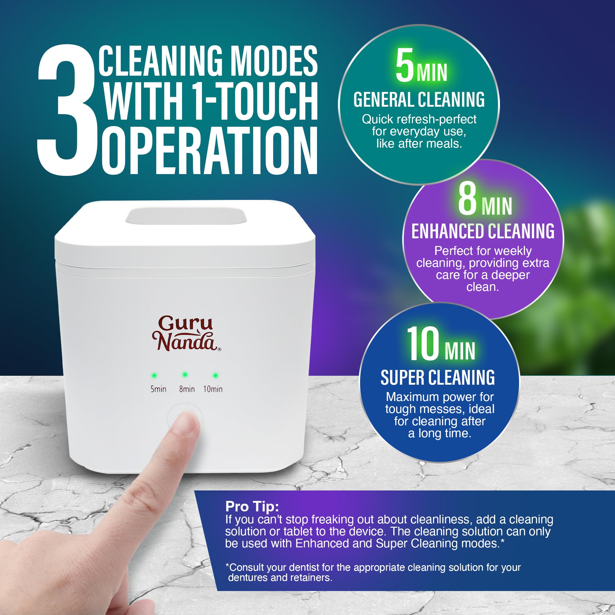 Foto 5 | Cápsula Limpiadora Gurunanda Retainer & Aligner 190 Ml  3 Modos - Venta Internacional.