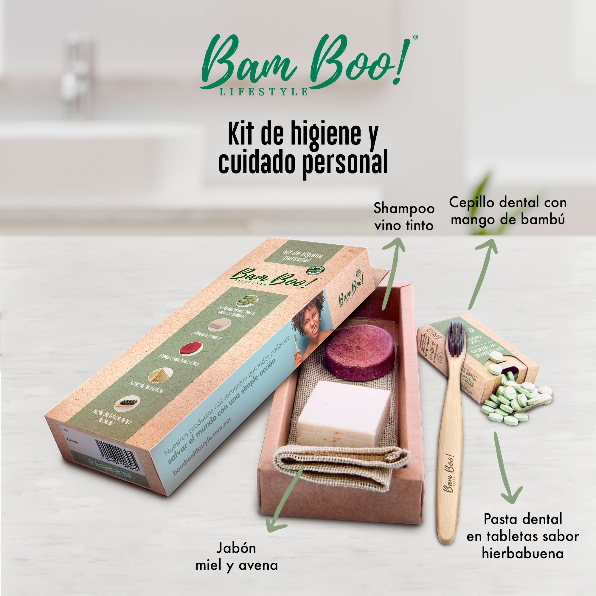 Foto 2 | Kit de Viaje más Cepillo 4 Piezas Bam Boo! Lifestyle color Beige