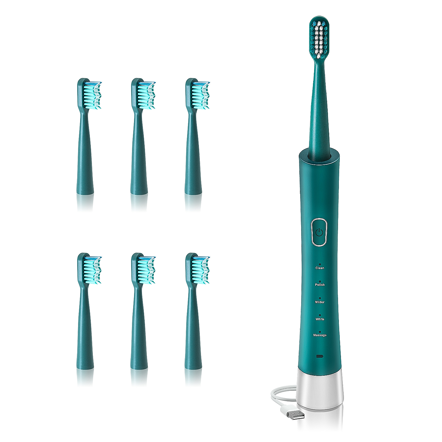 Foto 1 | Cepillo De Dientes Eléctrico Potente Limpieza Sónica Con 6 Cabezales De Cepillo Duponts H10129 Azul/Verde