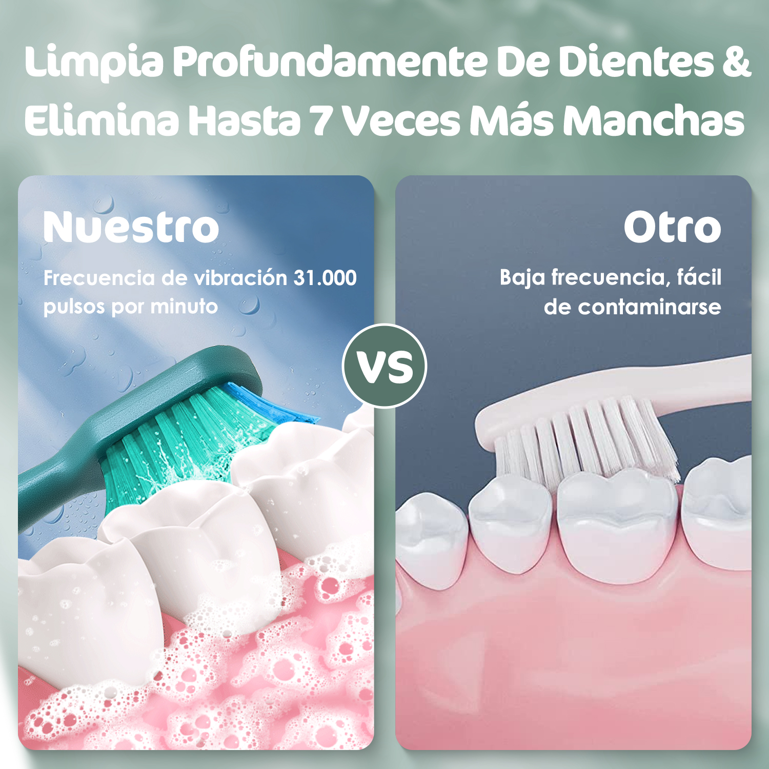 Foto 3 pulgar | Cepillo De Dientes Eléctrico Potente Limpieza Sónica Con 6 Cabezales De Cepillo Duponts H10129 Azul/Verde