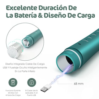 Foto 5 | Cepillo De Dientes Eléctrico Potente Limpieza Sónica Con 6 Cabezales De Cepillo Duponts H10129 Azul/Verde