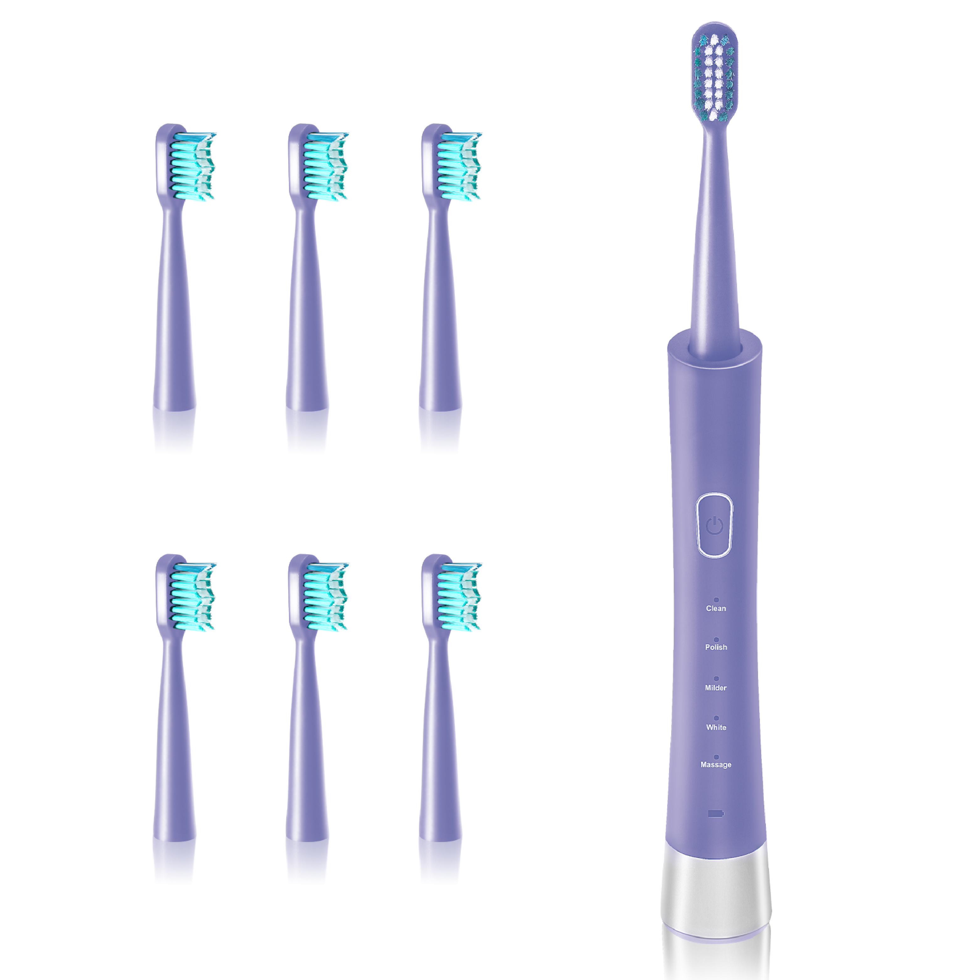 Cepillo de Dientes Eléctrico Potente Limpieza Sónica con 6 Cabezales de Cepillo Duponts H10167 color Púrpura