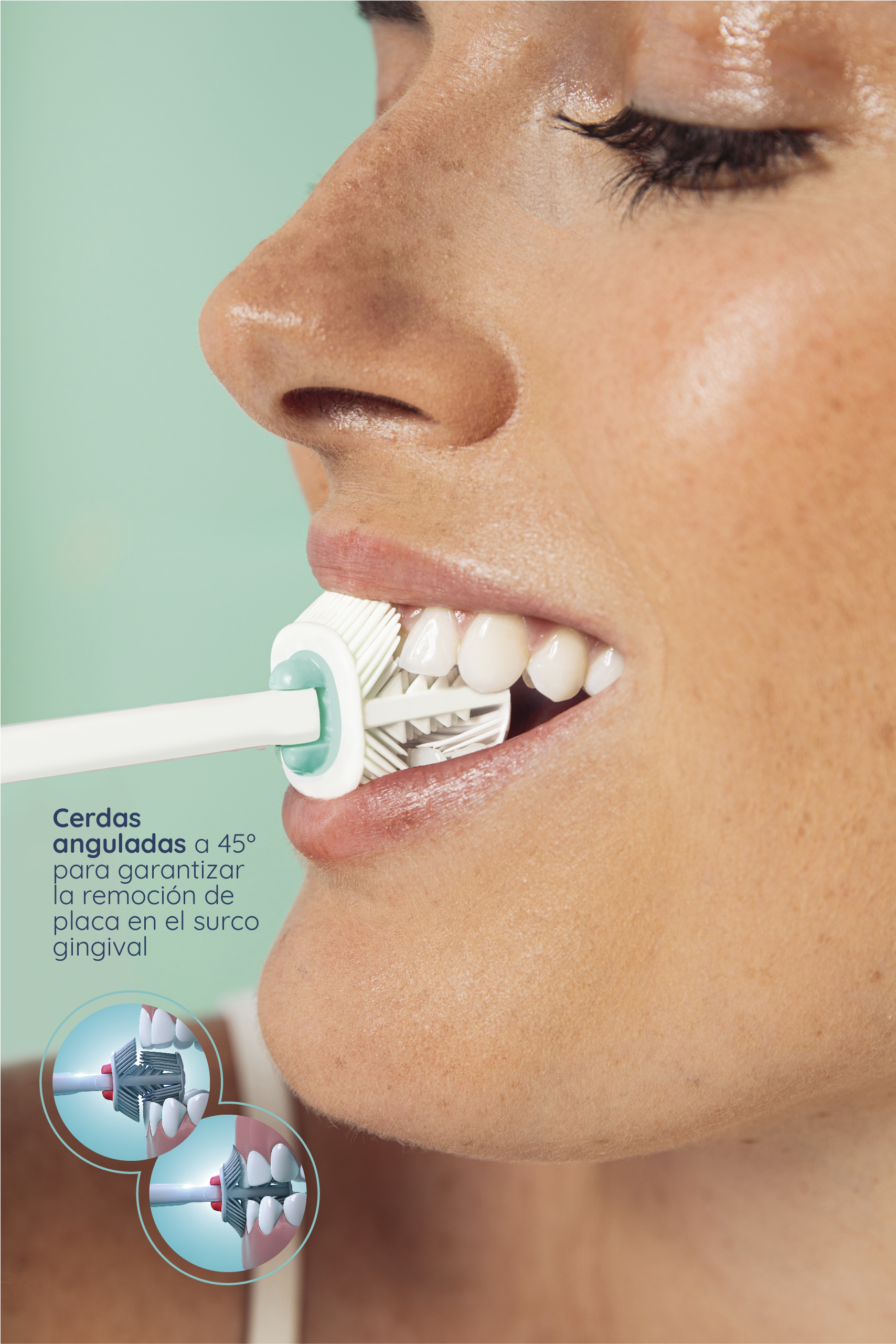 Foto 7 pulgar | Cepillo Dental Balene Doble Cara con Cerdas Medias Anguladas 45º Azul