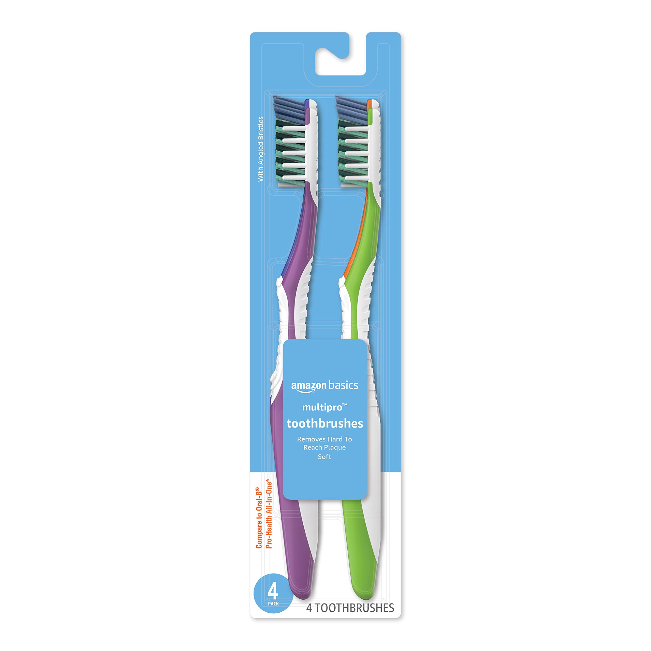 Cepillo De Dientes Amazon Basics Multipro Soft, 4 Unidades, Paquete De 1 - Venta Internacional.