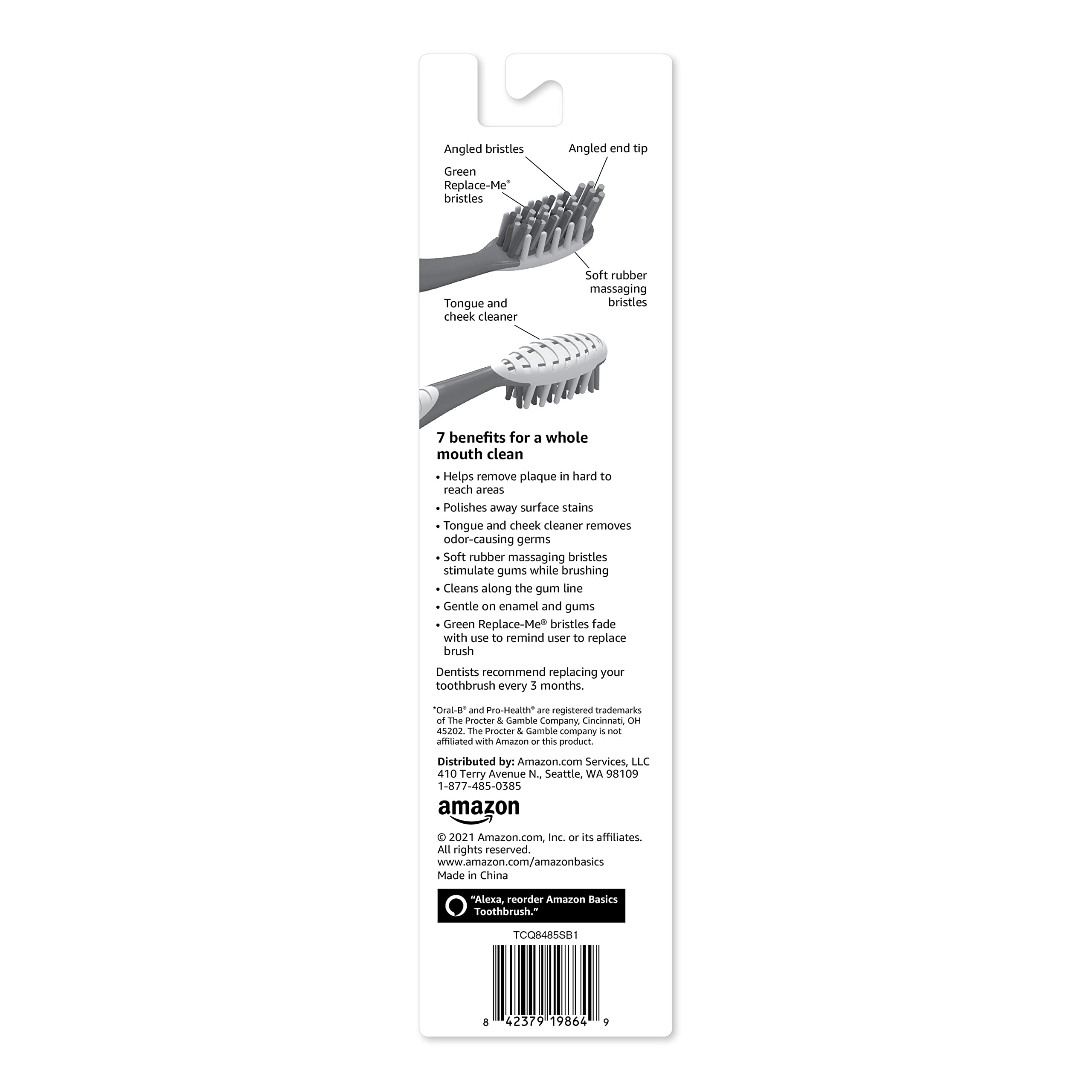 Foto 2 | Cepillo De Dientes Amazon Basics Multipro Soft, 4 Unidades, Paquete De 1 - Venta Internacional.
