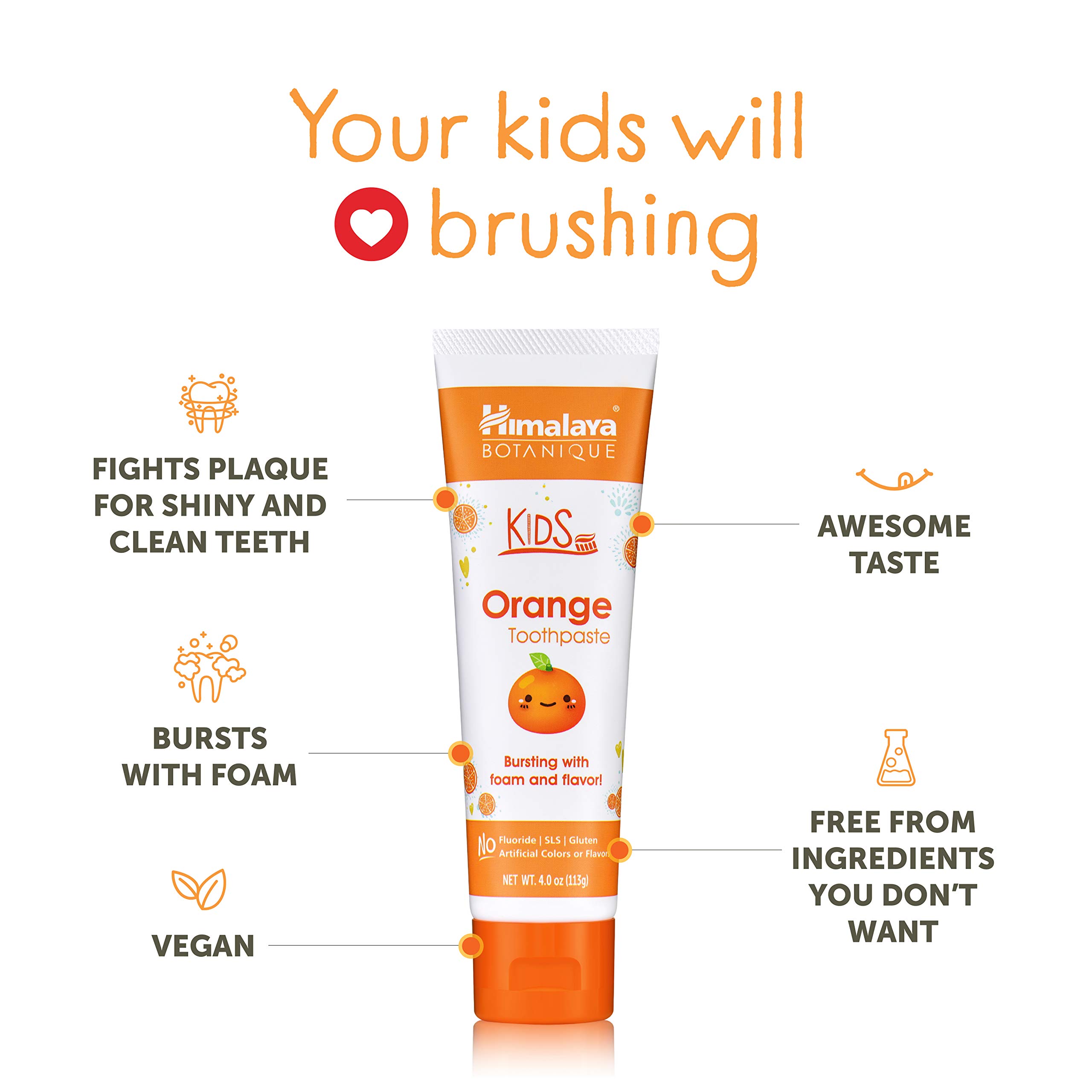Foto 3 pulgar | Pasta De Dientes Himalaya Botanique Kids Herbal Orange, 120 Ml, Paquete De 4 - Venta Internacional.