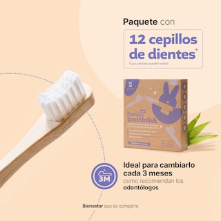 Foto 3 | Kit Con 12 Cepillos De Dientes De Bambú Para Niños Con Cerdas Suaves. B Life
