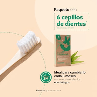 Foto 3 | Kit Con 6 Cepillos De Dientes De Bambú Para Niños Con Cerdas Suaves. B Life