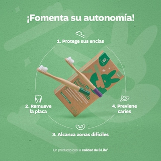 Foto 4 | Kit Con 6 Cepillos De Dientes De Bambú Para Niños Con Cerdas Suaves. B Life