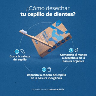 Foto 4 | Kit Con 10 Cepillos De Dientes De Bambú Para Adultos Con Cerdas Medias. B Life
