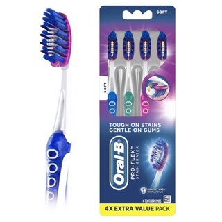 Foto 1 | Cepillo De Dientes Oral-b Pro-flex Stain Eraser Soft, 4 Unidades - Venta Internacional.