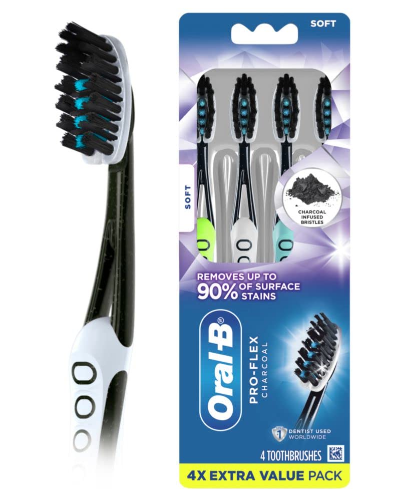 Cepillo De Dientes Oral-b Pro-flex Charcoal Manual Soft, 4 Unidades - Venta Internacional.