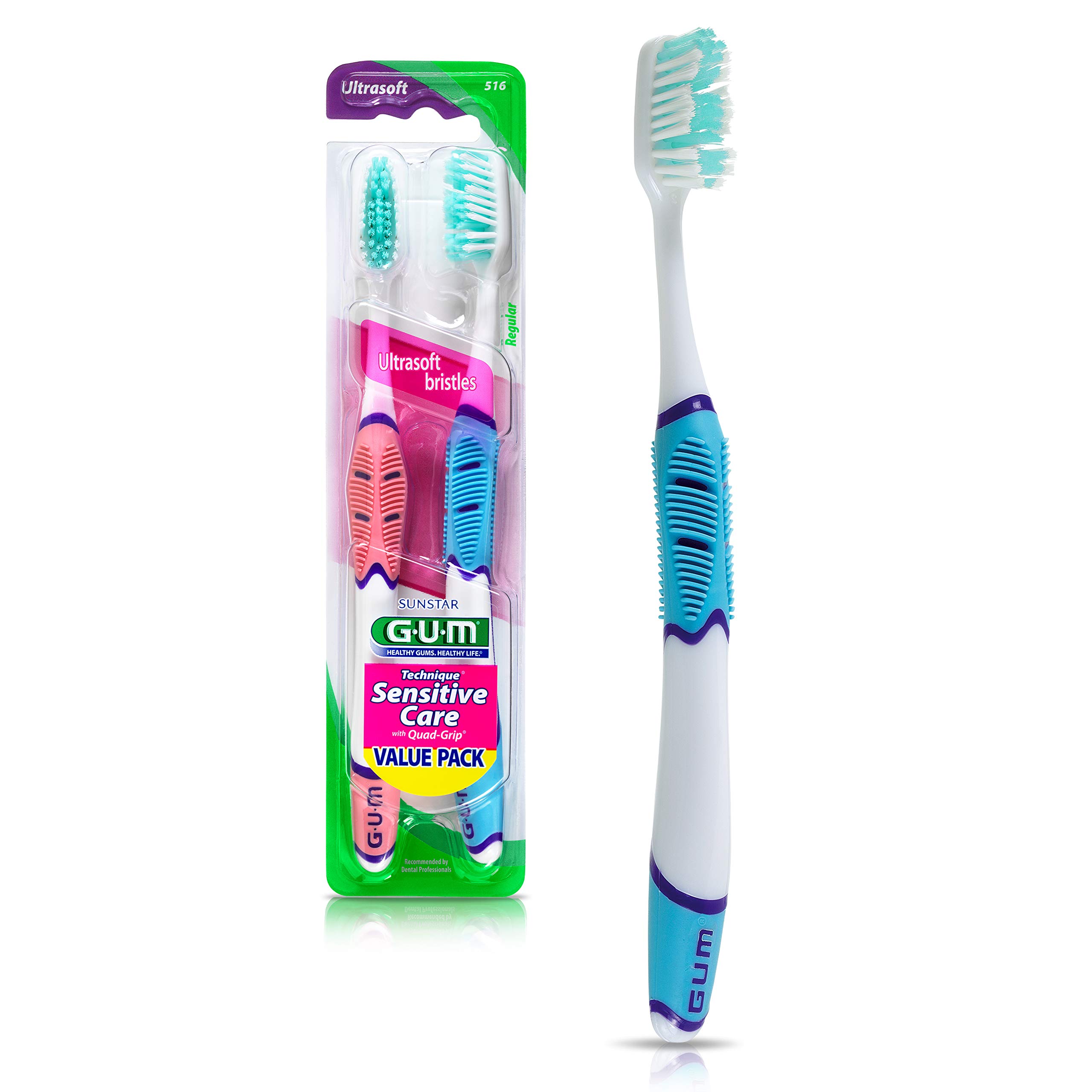 Foto 2 pulgar | Cepillo De Dientes Gum Technique Sensitive Care Con Mango De Agarre Cuádruple, Cabezal Completo Y Ce - Venta Interna
