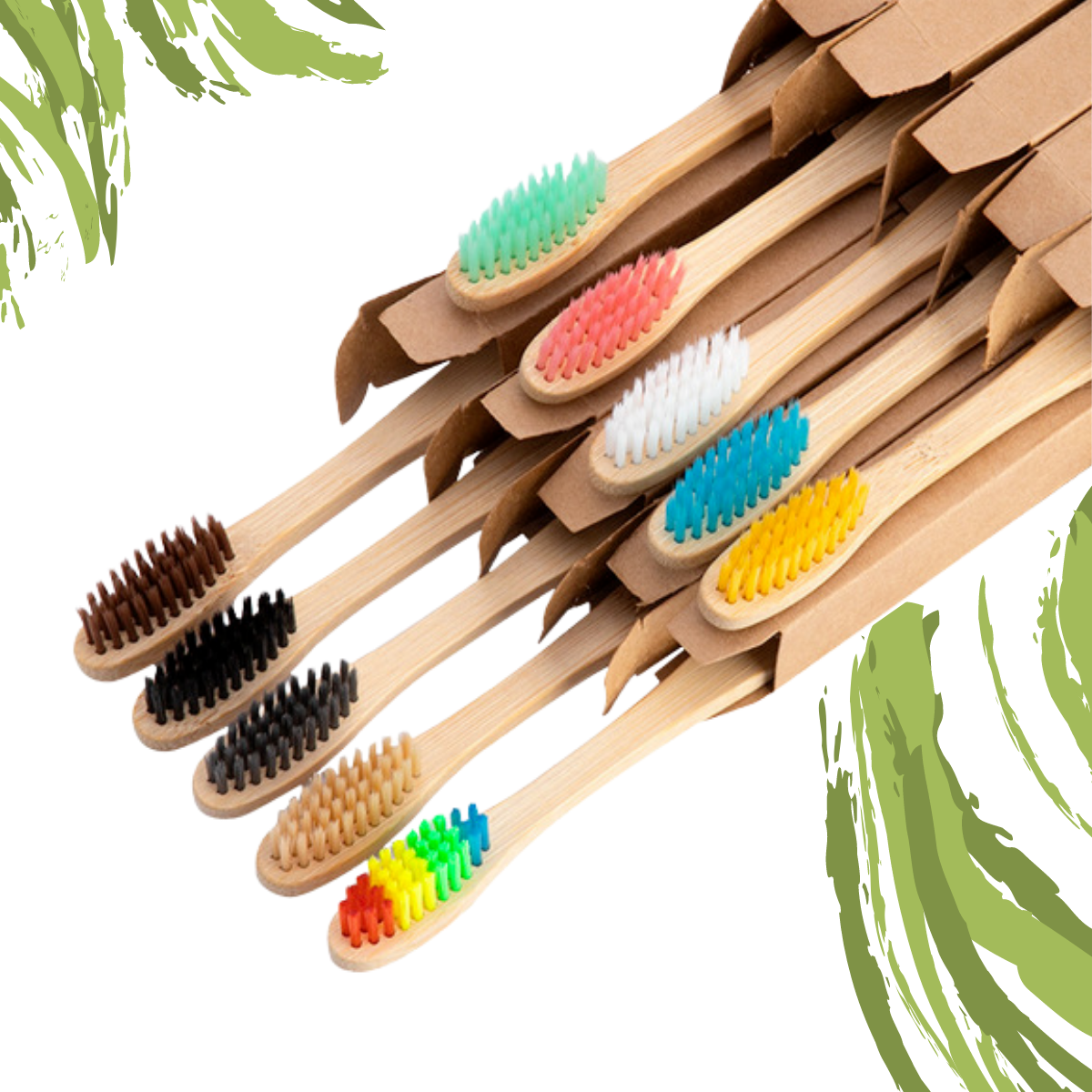 Foto 4 pulgar | 10 Cepillo Dientes Bambú Ecológico Cerdas Suaves Limpieza Profunda