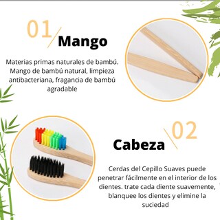 Foto 6 | 10 Cepillo Dientes Bambú Ecológico Cerdas Suaves Limpieza Profunda