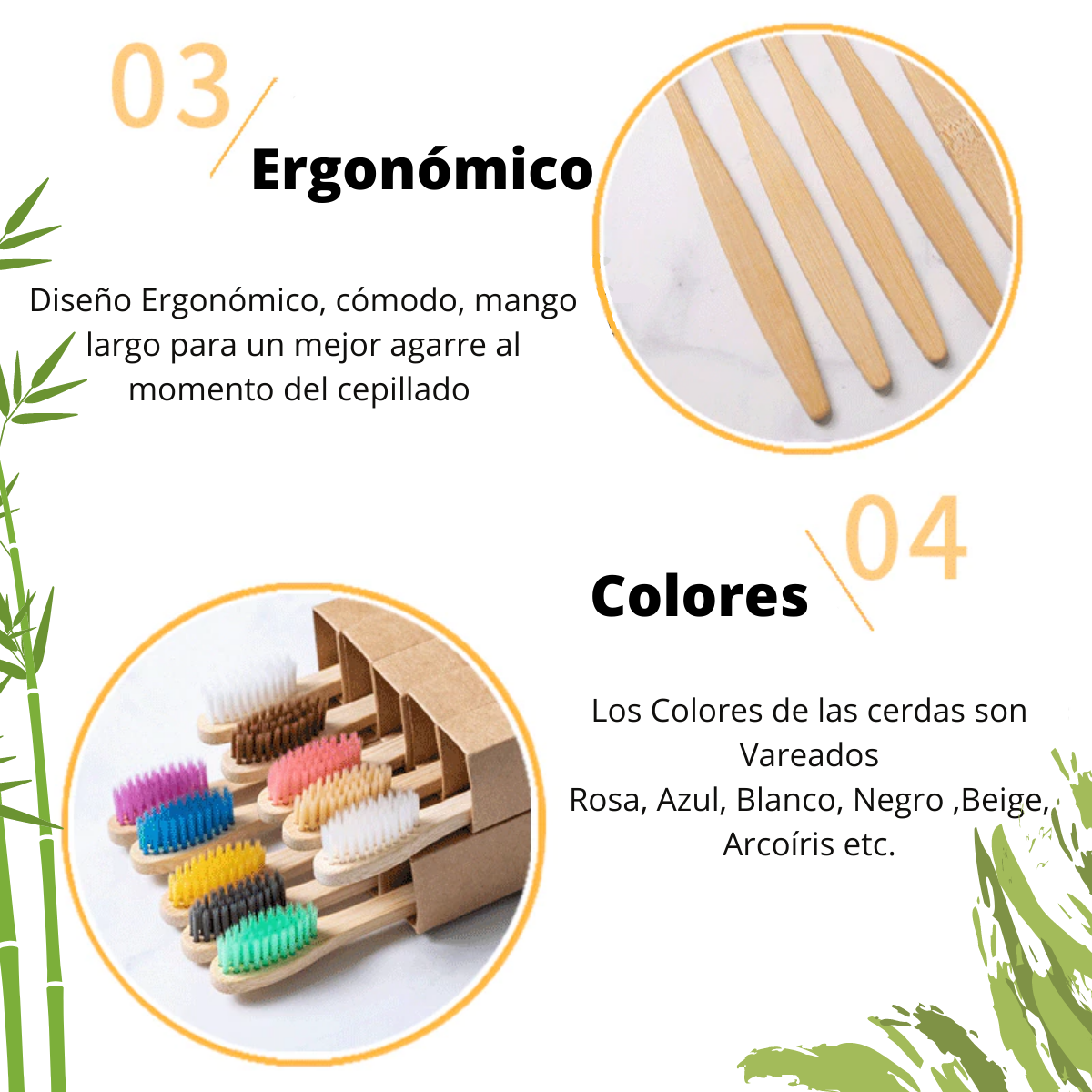 Foto 7 | 10 Cepillo Dientes Bambú Ecológico Cerdas Suaves Limpieza Profunda