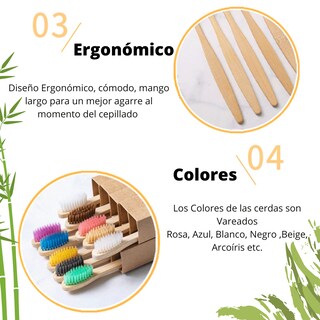 Foto 7 | 10 Cepillo Dientes Bambú Ecológico Cerdas Suaves Limpieza Profunda