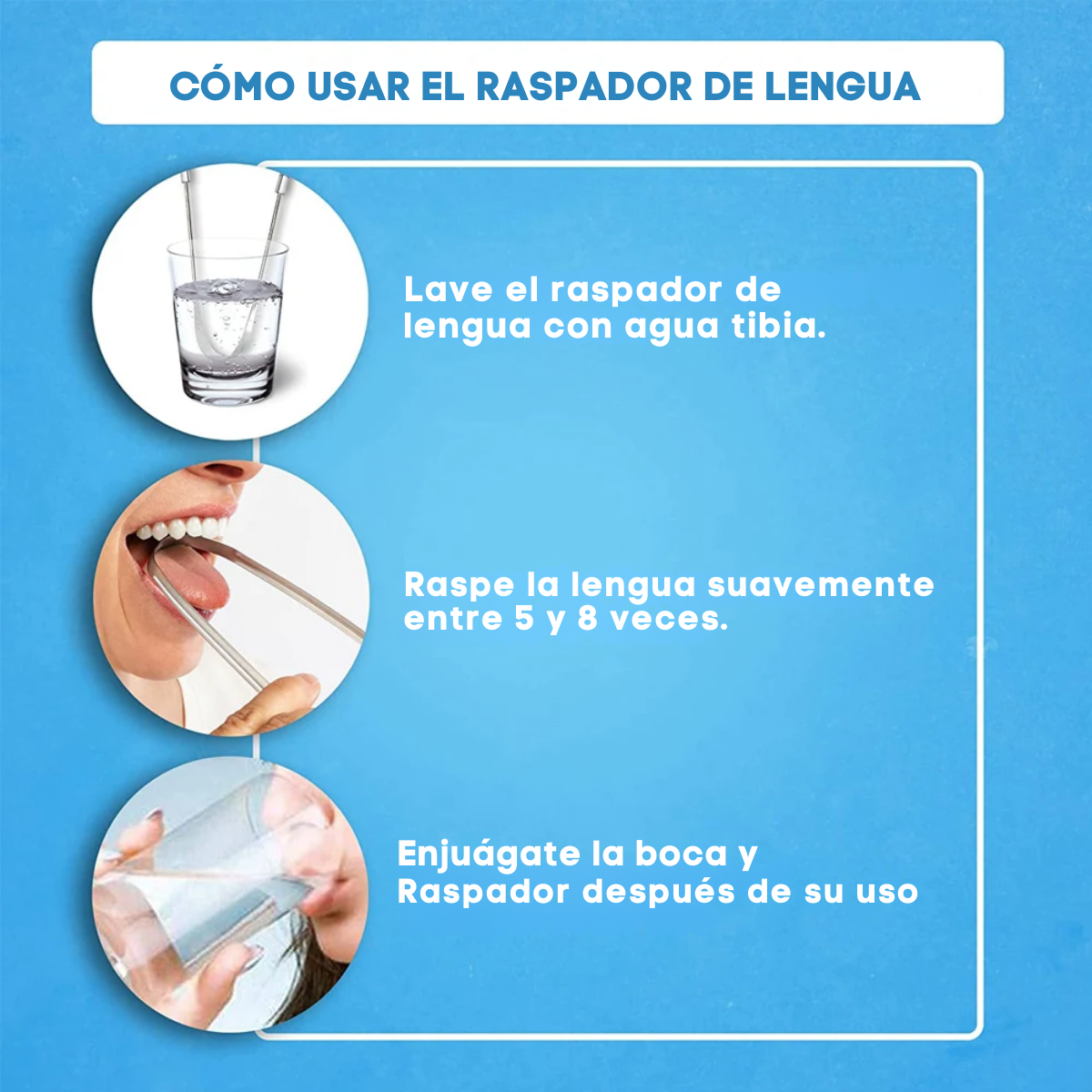 Foto 4 pulgar | Limpiador Lingual Acero Inoxidable Gran Calidad Limpieza Lengua Bucal