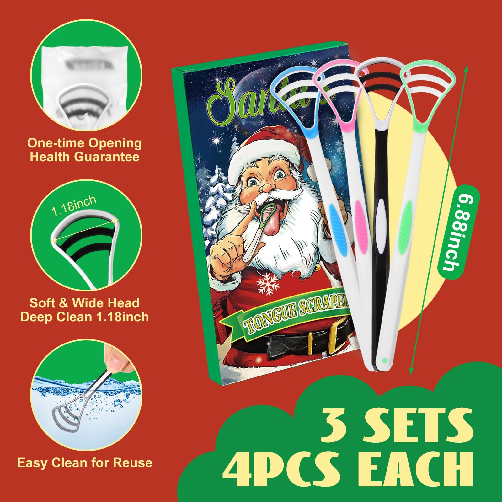 Foto 6 pulgar | Rascador De Lengua Honoson, 12 Piezas, Para Adultos, Con Caja De Papá Noel - Venta Internacional.