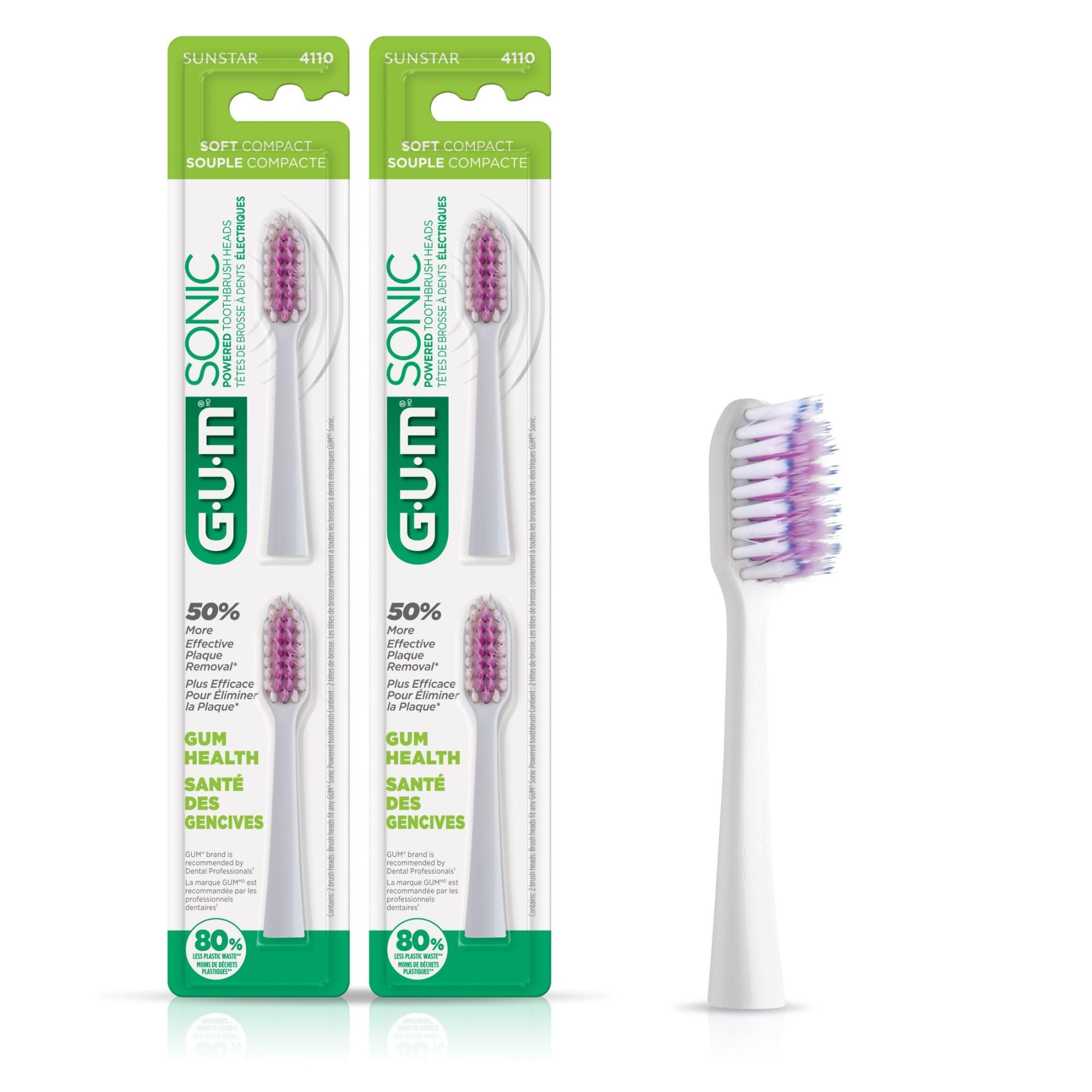Foto 1 | Recambios Para Cepillos De Dientes Gum Sonic Powered, Cerdas Cónicas, 2 Unidades - Venta Internacional.