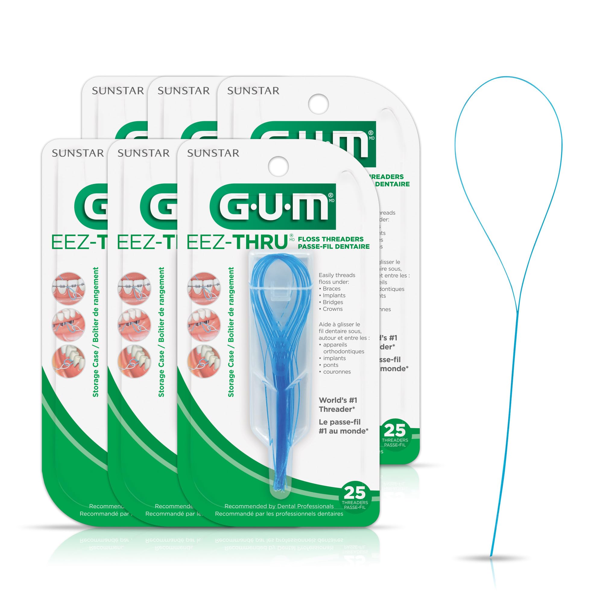 Foto 1 | Hilos Dentales Floss Threaders Gum Eez-thru, 25 Unidades (paquete De 6) - Venta Internacional.