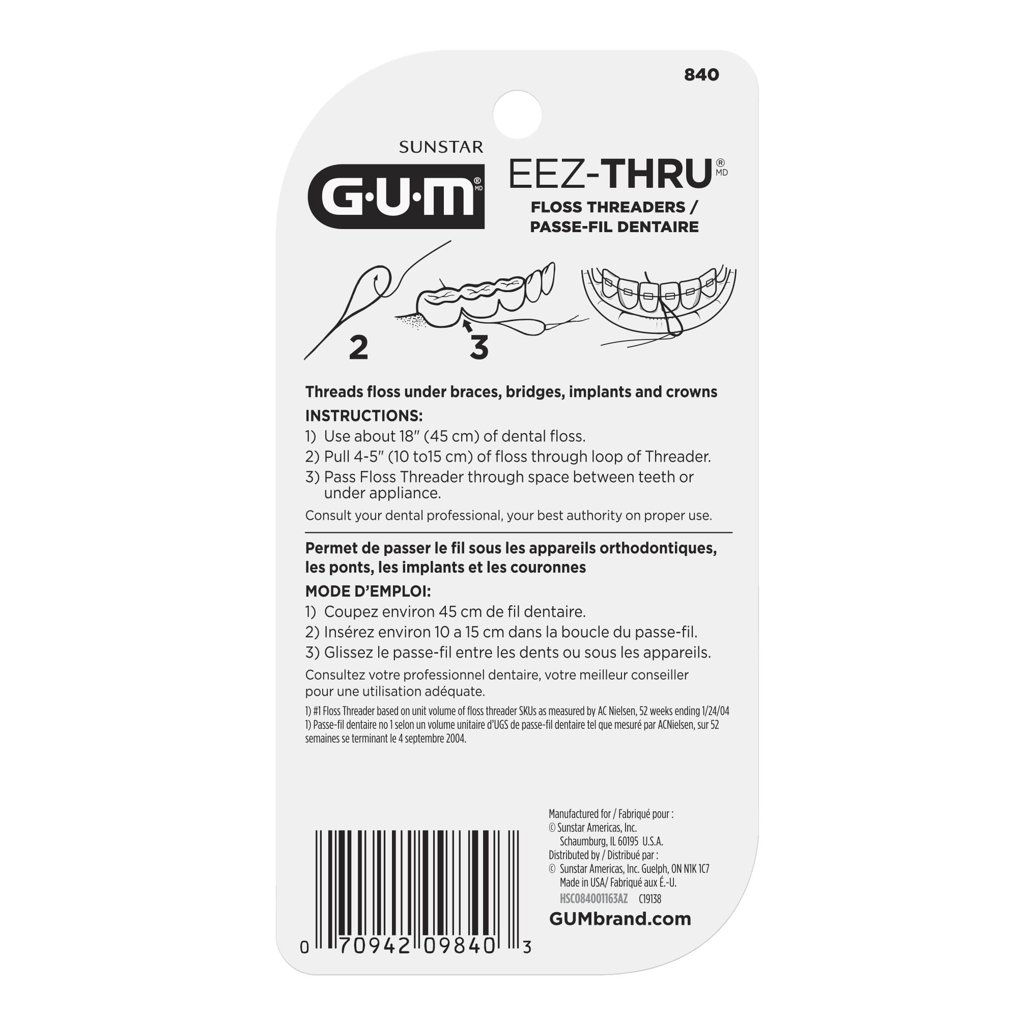 Foto 6 pulgar | Hilos Dentales Floss Threaders Gum Eez-thru, 25 Unidades (paquete De 6) - Venta Internacional.