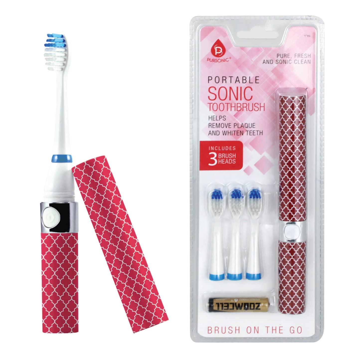 Foto 5 | Cepillo De Dientes Sónico Pursonic Portátil Que Funciona Con Pilas Y 3 Cabezales - Venta Internacional.