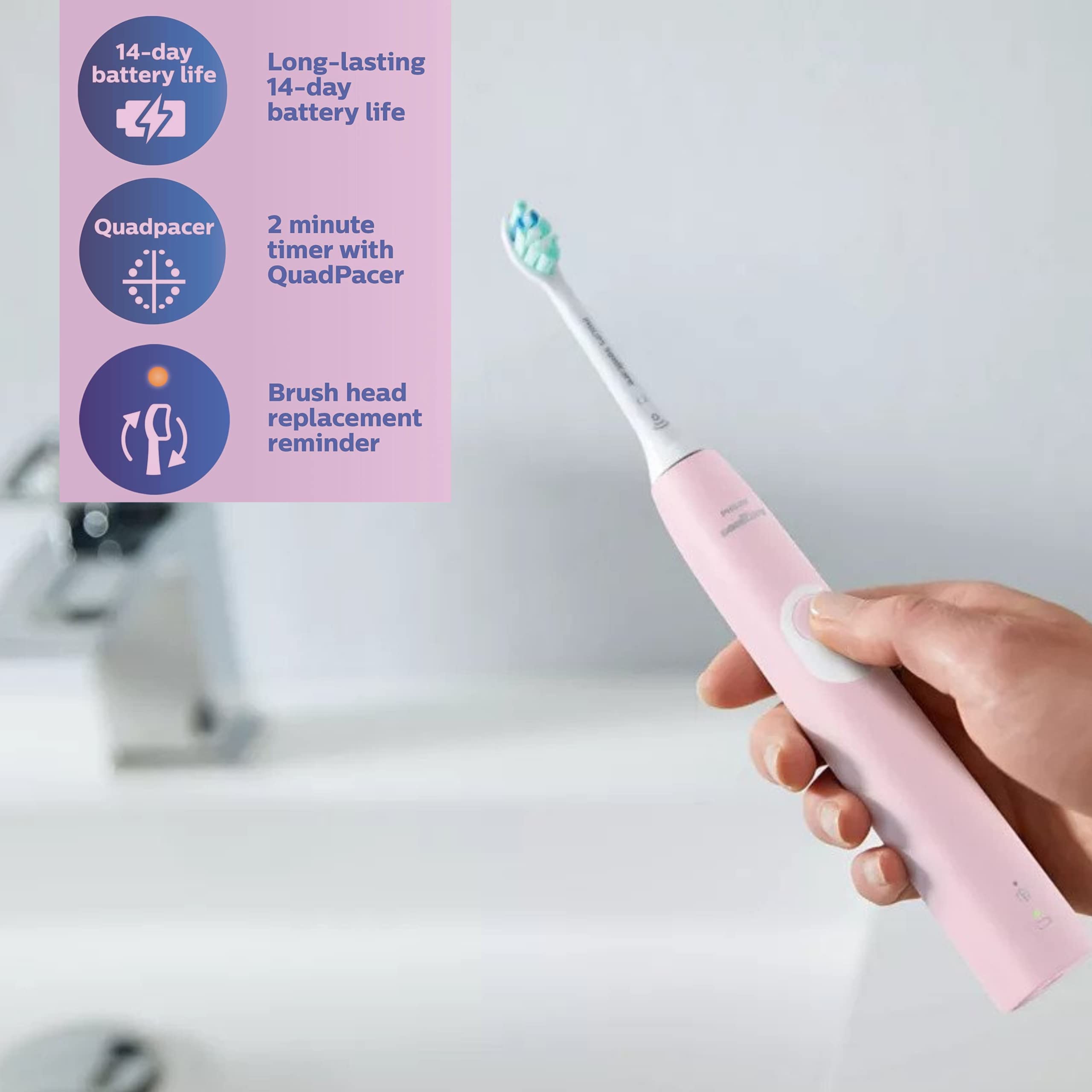 Foto 4 pulgar | Cepillo De Dientes Eléctrico Philips Sonicare Protectiveclean 4100 Pink - Venta Internacional.