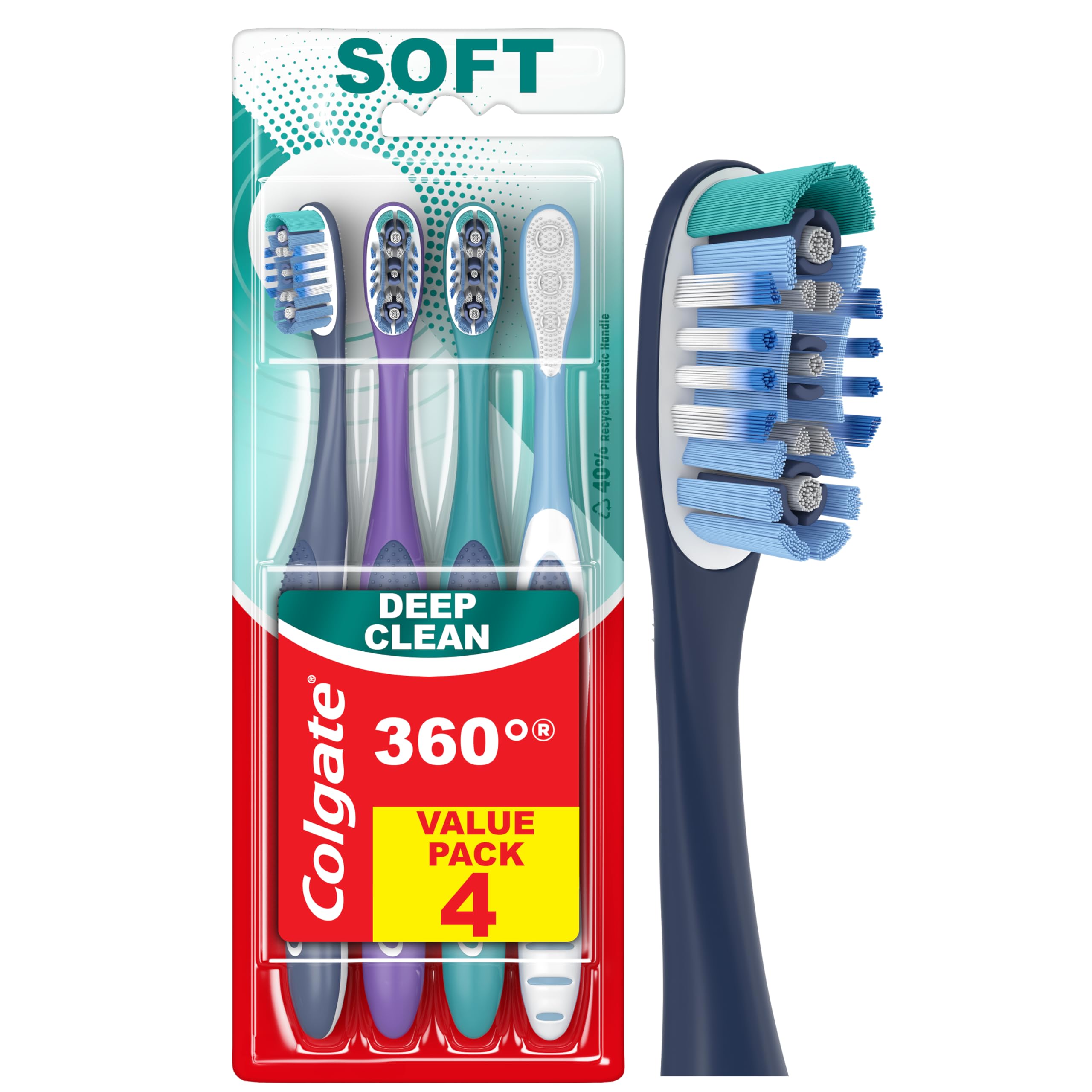 Cepillo De Dientes Colgate 360 Whole Mouth Adult Soft  Paquete De 4 - Venta Internacional.
