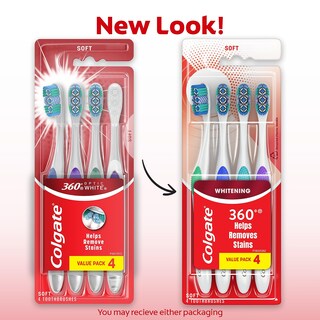 Foto 2 | Cepillo De Dientes Colgate 360 Optic White Whitening Adult Soft Paquete De 4 - Venta Internacional.