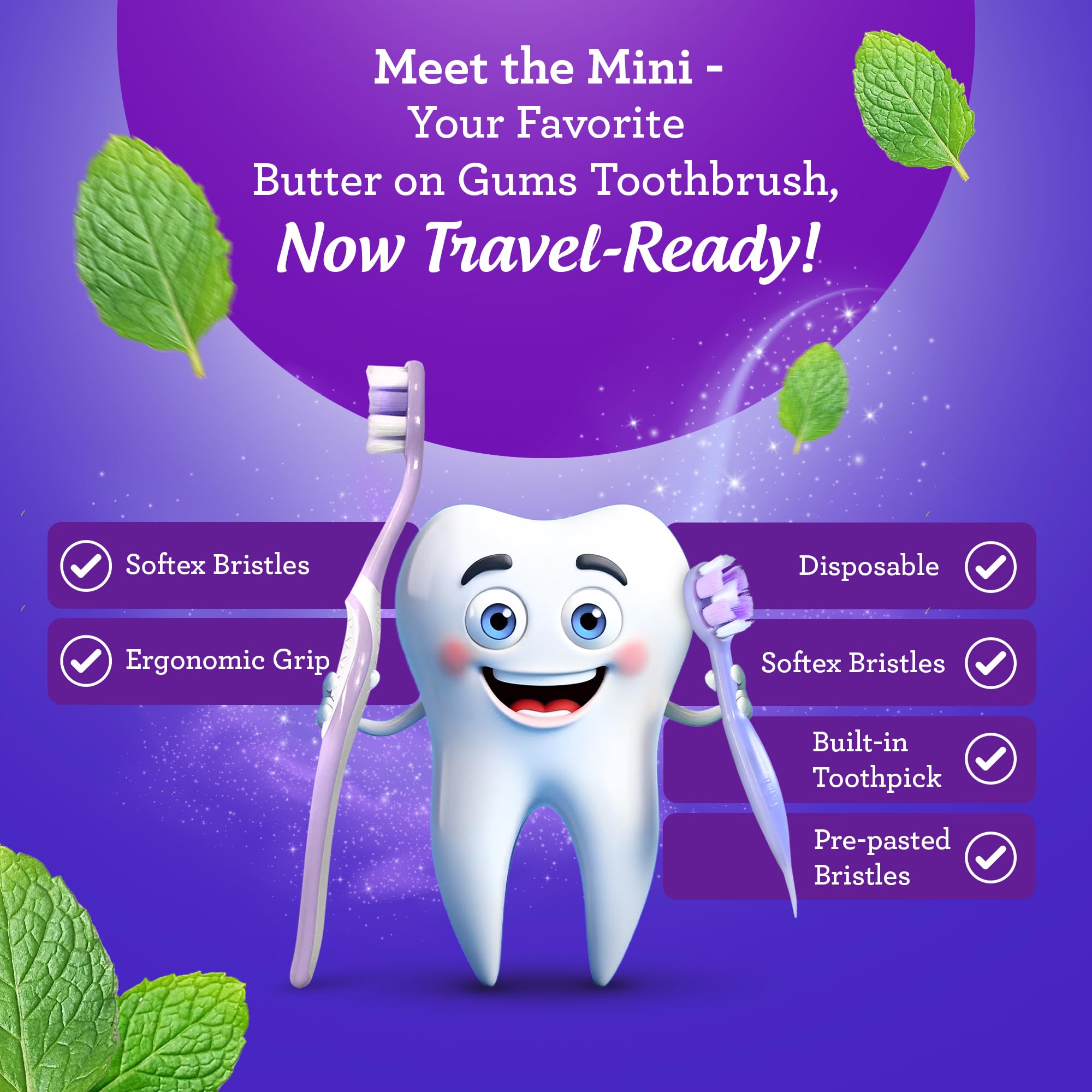 Foto 7 | Mini Cepillo de Dientes Desechable de Viaje Gurunanda 70 Unidades - Venta Internacional