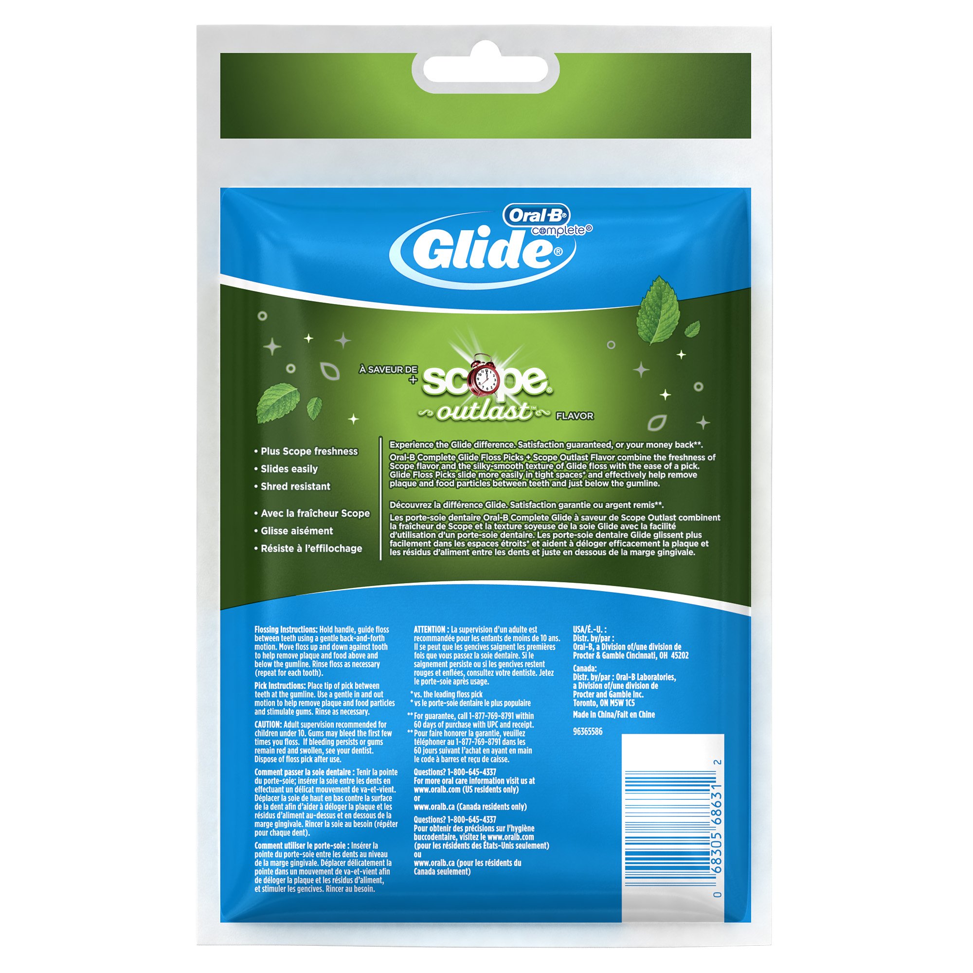 Foto 3 pulgar | Palillos De Hilo Dental Oral-b Glide Plusx 40 Mm Outlast Mint 75 Quilates - Venta Internacional.