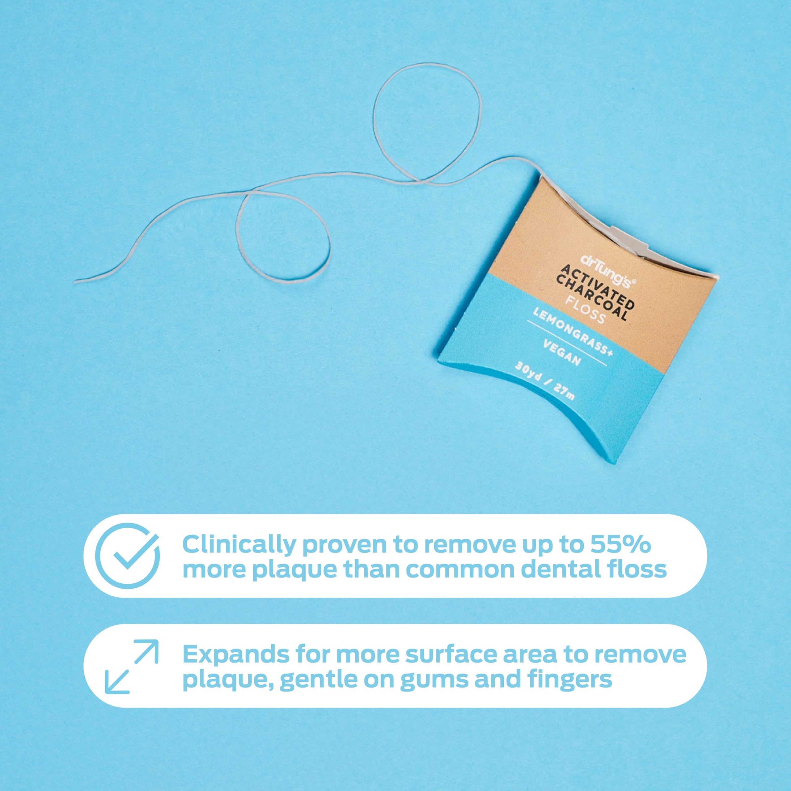 Foto 5 | Carbón Activado Vegano Y Hierba De Limón De Dental Floss Drtung - Venta Internacional.